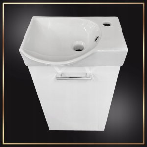 Stamar Biała Szafka Stojąca z Umywalką 40 x 30 dla Małej Łazienki Regulowane Nóżki 5