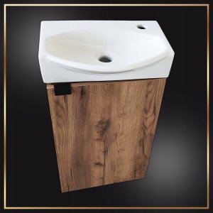 Stamar Zestaw Szafka Łazienkowa Wisząca z Umywalką 40 x 33 Bateria Obrotowa Syfon 4