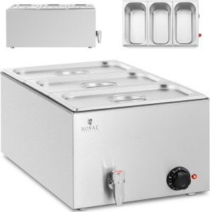 Royal Catering Bemar podgrzewacz elektryczny z kranem 3 x GN 1/3 600 W Bemar podgrzewacz elektryczny z kranem 3 x GN 1/3 600 W 1