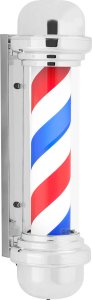 Physa Słupek szyld fryzjerski barberski barber pole obrotowy podświetlany 38 cm - srebrny Słupek szyld fryzjerski barberski barber pole obrotowy podświetlany 38 cm - srebrny 2