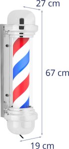 Physa Słupek szyld fryzjerski barberski barber pole obrotowy podświetlany 38 cm - srebrny Słupek szyld fryzjerski barberski barber pole obrotowy podświetlany 38 cm - srebrny 7