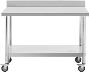 Royal Catering Stół metalowy gastronomiczny na kółkach z półką i rantem STAL 70 x 120 cm Stół metalowy gastronomiczny na kółkach z półką i rantem STAL 70 x 120 cm 2