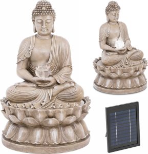 Hillvert Fontanna kaskada ogrodowa solarna z oświetleniem LED budda 2 W Fontanna kaskada ogrodowa solarna z oświetleniem LED budda 2 W 1