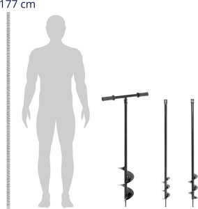 Hillvert Wiertnica świder ręczny do ziemi 3 wiertła śr. 80 mm 100 mm 150 mm gł. do 100 cm Wiertnica świder ręczny do ziemi 3 wiertła śr. 80 mm 100 mm 150 mm gł. do 100 cm 2