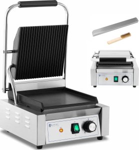 Grill elektryczny Royal Catering Grill kontaktowy elektryczny płyta gładka i ryflowana 23 x 22 cm 1800 W 1