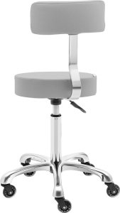 Physa Krzesło taboret hoker kosmetyczny z oparciem na kółkach do 150 kg WELLS szary Krzesło taboret hoker kosmetyczny z oparciem na kółkach do 150 kg WELLS szary 5
