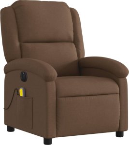 vidaXL vidaXL Rozkładany fotel masujący, elektryczny, brązowy, tkanina 4