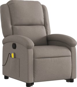 vidaXL vidaXL Podnoszony fotel masujący, rozkładany, kolor taupe, tkanina 4