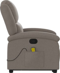 vidaXL vidaXL Podnoszony fotel masujący, rozkładany, kolor taupe, tkanina 10