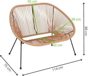 Springos Kanapa ogrodowa z rattanu na nóżkach, sofa ażurowa na taras beżowa UNIWERSALNY 15