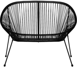 Springos Kanapa ogrodowa z rattanu na nóżkach, sofa ażurowa na taras czarna UNIWERSALNY 2
