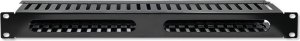 Organizer Qoltec Stalowy organizer kabli do szaf RACK 19" 24 porty 1U - czarny 2