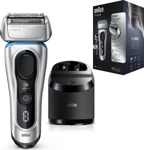 Braun Shaver 8390cc Cordless, Wet use, Lithium Ion, Number of shaver heads/blades 4, Srebrny 3