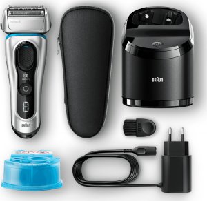 Braun Shaver 8390cc Cordless, Wet use, Lithium Ion, Number of shaver heads/blades 4, Srebrny 8