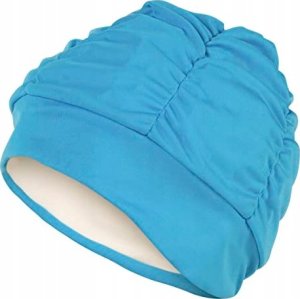 Fashy Ladies fabric swimcap with plastic lining and soft headband 3403 52 cyan blue 3