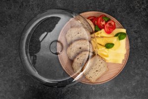 Practic Drewniana patera z przeźroczystym kloszem, Ø 30 cm 2