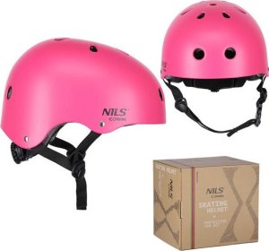 Nils Extreme Zestaw kask z ochraniaczami na rower rolki hulajnogę Nils Extreme mr290 h230 różowy rozmiar S 2