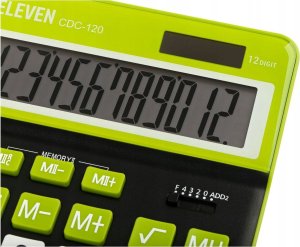 Kalkulator Eleven ELEVEN Kalkulator biurowy czarny CDC120BKGN białe i zielone klawisze oraz zielona ramka wokół wyświetlacza 2