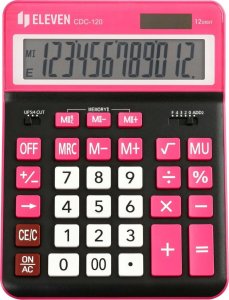 Kalkulator Eleven ELEVEN Kalkulator biurowy czarny CDC120BKRD białe i różowe klawisze oraz różowa ramka wokół wyświetlacza 2