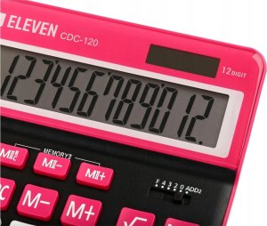 Kalkulator Eleven ELEVEN Kalkulator biurowy czarny CDC120BKRD białe i różowe klawisze oraz różowa ramka wokół wyświetlacza 5
