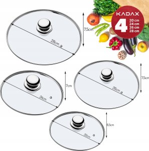 Kadax KADAX Pokrywka Szklana Zestaw Pokryw 20/24/26/28cm 3