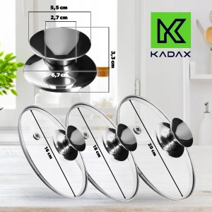 Kadax KADAX Pokrywka Szklana Pokrywa Zestaw 16/18/20cm 3
