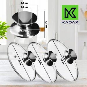 Kadax KADAX Pokrywka Szklana Pokrywa Zestaw 20/24/28cm 3