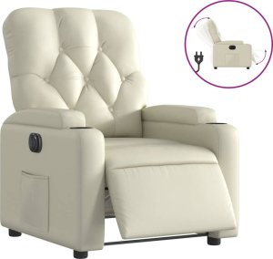vidaXL Elektryczny fotel rozkładany, kremowy, obity sztuczną skórą 2