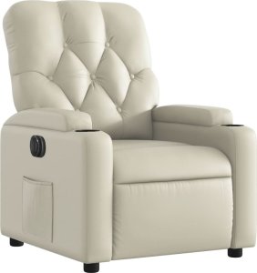vidaXL Elektryczny fotel rozkładany, kremowy, obity sztuczną skórą 4