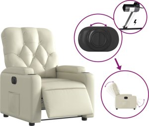 vidaXL Elektryczny fotel rozkładany, kremowy, obity sztuczną skórą 6