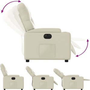 vidaXL Elektryczny fotel rozkładany, kremowy, obity sztuczną skórą 7