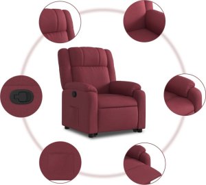 vidaXL vidaXL Podnoszony fotel rozkładany, winna czerwień, obity tkaniną 8