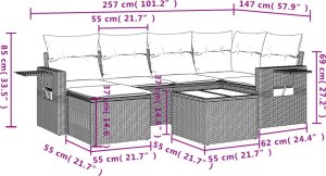 vidaXL 7-cz. zestaw wypoczynkowy do ogrodu, z poduszkami, czarny 10