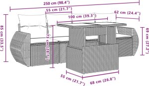 vidaXL vidaXL 5-cz. zestaw mebli ogrodowych z poduszkami, beżowy, polirattan 9