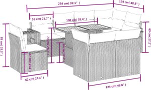 vidaXL vidaXL 9-cz. zestaw mebli ogrodowych z poduszkami, beżowy, polirattan 3