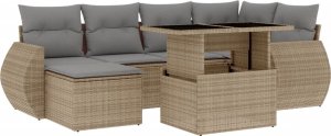 vidaXL 7-cz. zestaw wypoczynkowy do ogrodu, z poduszkami, beżowy 2