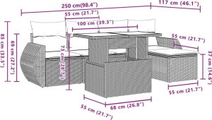 vidaXL 6-cz. zestaw mebli ogrodowych z poduszkami, beżowy, polirattan 10