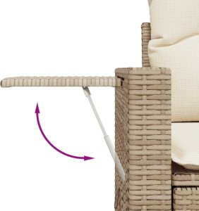 vidaXL 7-cz. zestaw wypoczynkowy do ogrodu, z poduszkami, beżowy 8