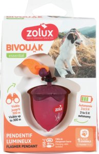 Zolux Świecąca zawieszka do obroży dla psa BIVOUAK czerwona orzech na USB 1