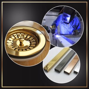 BaByliss Syfon do Zlewu Odpływ Zlewozmywakowy Złoty Wyjścia do Zmywarki i Pralki PVD 4