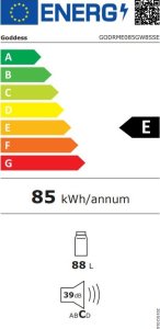 Lodówka Goddess Goddess Refrigerator | GODRME085GW8SSE | Energy efficiency class E | Free standing | Larder | Height 85 cm | Fridge net capacity 88 L | 39 dB | White 4