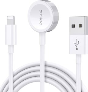 Kabel USB Yesido Kabel USB do ładowania 2w1 ładowarka indukcyjna magnetyczna do Apple Watch Przewód do iPhone Lightning Yesido CA70 2.4A 1.2m Biały 1