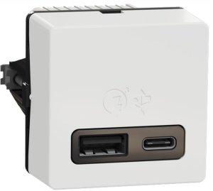 Lauritz Knudsen LAURITZ KNUDSEN LK FUGA USB A+C 3,4 A HURTIGLADER 1 MODUL, HVID 1
