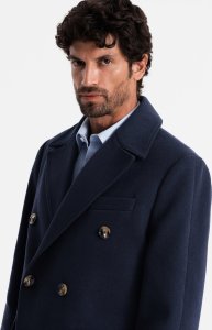 Kurtka męska Ombre Dwurzędowy męski płaszcz z ozdobnymi guzikami  indygo V1 OM-COWC-0109 XXL 2