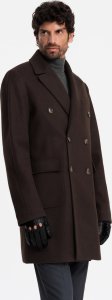 Kurtka męska Ombre Dwurzędowy płaszcz męski z ozdobnymi guzikami  ciemnobrązowy V3 OM-COWC-0109 XL 2
