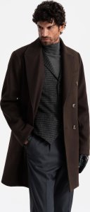 Kurtka męska Ombre Dwurzędowy płaszcz męski z ozdobnymi guzikami  ciemnobrązowy V3 OM-COWC-0109 XL 4