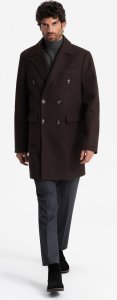 Kurtka męska Ombre Dwurzędowy płaszcz męski z ozdobnymi guzikami  ciemnobrązowy V3 OM-COWC-0109 XL 5