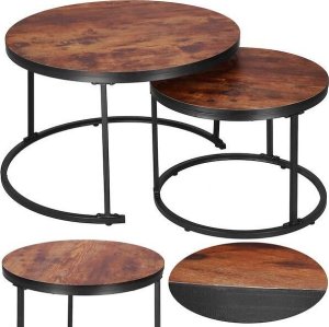 Springos Stoliki kawowe loft 2 szt. stalowe industrialne okrągłe śr. 70 cm / 39,5 cm zestaw UNIWERSALNY 2