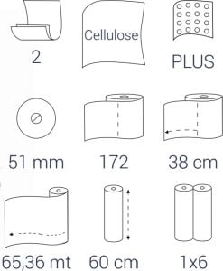 Bulky Soft Bulkysoft podkład medyczny-60 cm X 65,36 m Biały, dwuwarstwowy 1