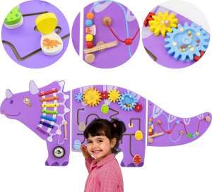 Viga Toys VIGA Drewniana Tablica Sensoryczna-Manipulacyjna EDU Triceratops 1